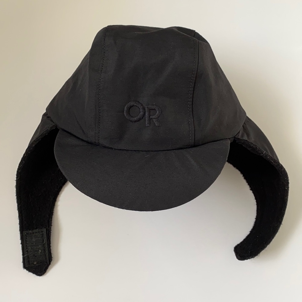 Super Warm Gore-tex Outdoor Research Windproof Trapper Fleece Lined Cap - Black